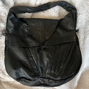 One-of-a-kind genuine upcycled leather tote by Vancouver designer